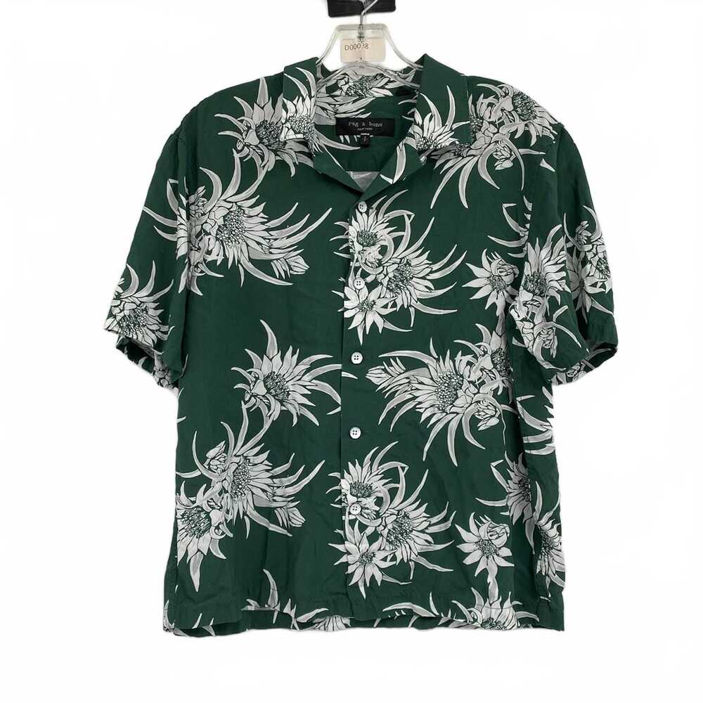 Rag & Bone Green White Floral Short Sleeve Button Down Shirt | Men’s S